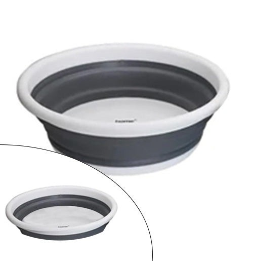 Quest Collapsible Medium Round Bowl / Wash Basin - White/Grey