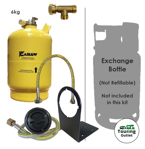 Gaslow 6kg LPG Refillable Gas Bottle and Exchange Bottle Kit in Locker Black Filler