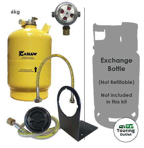 Gaslow 6kg LPG Refillable Gas Bottle and Exchange Bottle Kit in Locker Black Filler