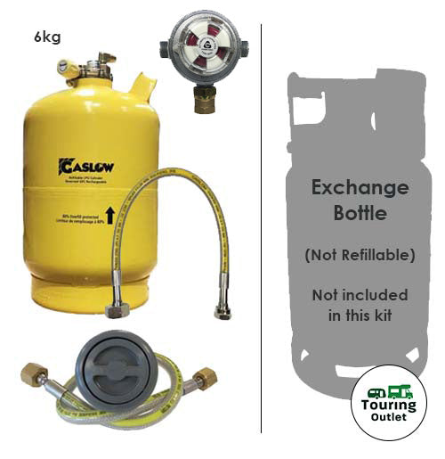 Gaslow 6kg LPG Refillable Gas Bottle and Exchange Bottle Kit - Exterior Grey Filler