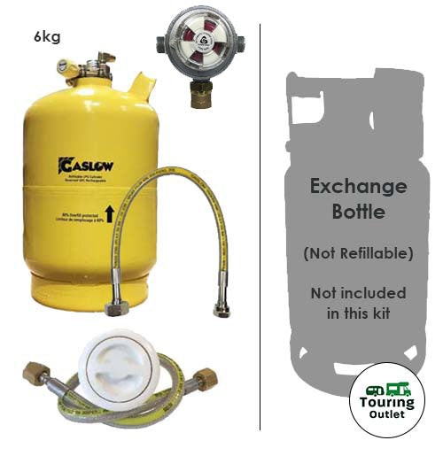 Gaslow 6kg LPG Refillable Gas Bottle and Exchange Bottle Kit - Exterior White Filler