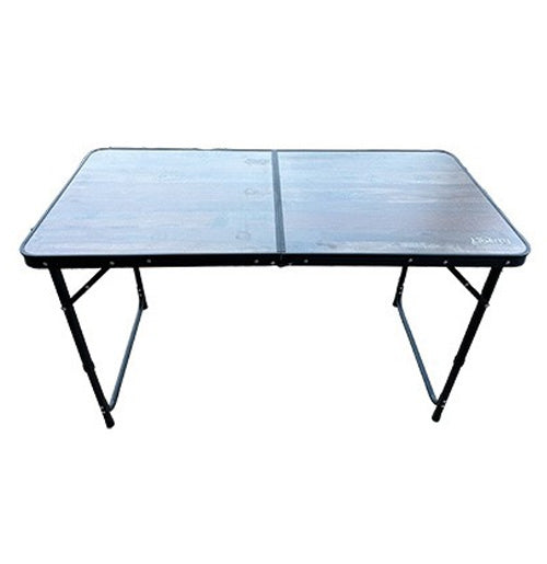 Red Rum adjustable height table in use – perfect for caravans and picnics