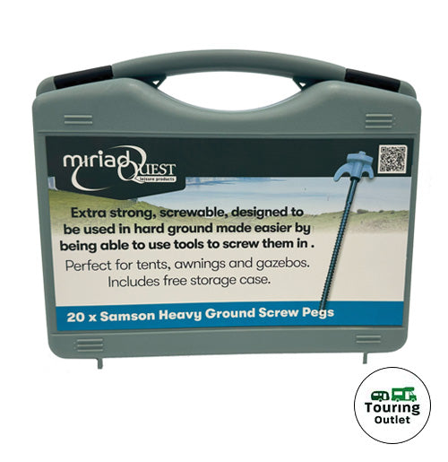Samson Heavy Ground Screw Pegs and Drill Adapter (20 pack + Storage Box)