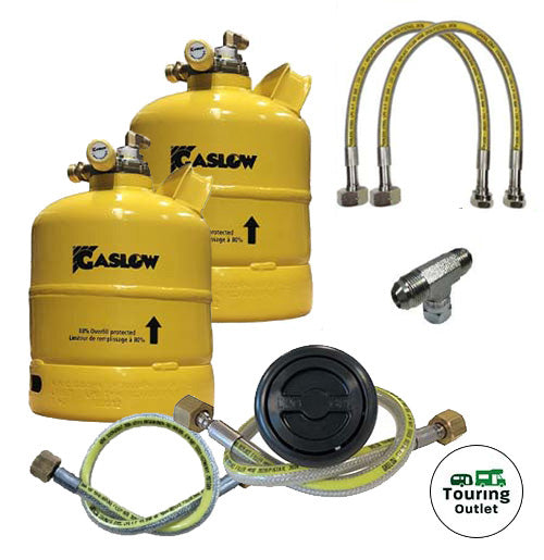 Twin Gaslow 2.7kg Cylinder Kit with Exterior Black Filler