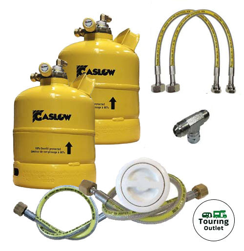 Twin Gaslow 2.7kg Cylinder Kit with Exterior White Filler