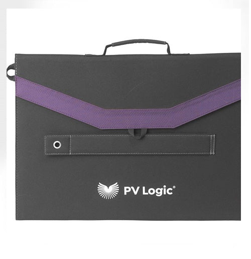 Slimline portable fold-up solar panel folded for easy storage