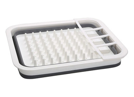 Quest Collapsible Dish Drying Rack with Cutlery Holder - White/Grey