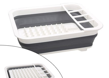 Quest Collapsible Dish Drying Rack with Cutlery Holder - White/Grey