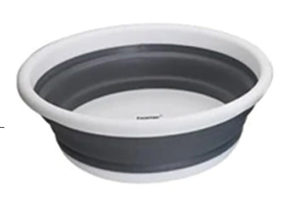Quest Collapsible Medium Round Bowl / Wash Basin - White/Grey