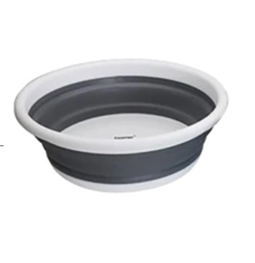 Quest Collapsible Medium Round Bowl / Wash Basin - White/Grey