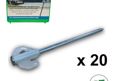 Colossal Hard Ground Glow Peg (20 pack + Storage Box)