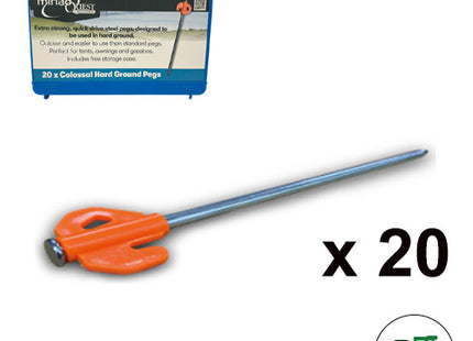 Colossal Hard Ground Peg (20 pack + Storage Box)