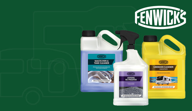 Collection of Fenwicks cleaning products on green background