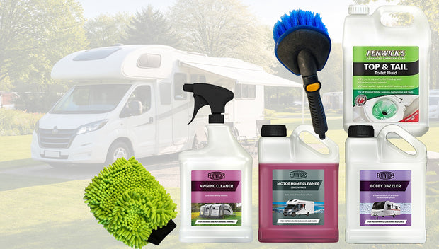 Collection of products in the Fenwicks Cleaning Bundle including cleaning essentials