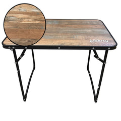 Small Folding Camping Table with Wood Effect Top