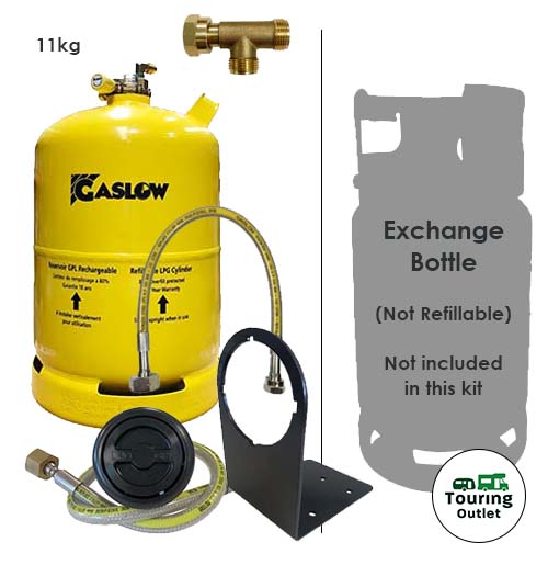 Gaslow 11kg LPG Refillable Gas Bottle and Exchange Bottle Kit in Locker Black Filler
