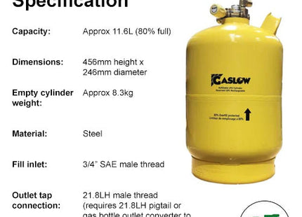 Gaslow 6kg LPG Refillable Gas Bottle and Exchange Bottle Kit - Exterior Black Filler