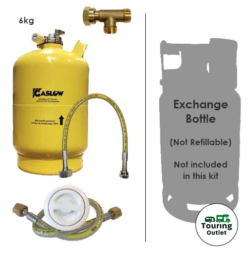 Gaslow 6kg LPG Refillable Gas Bottle and Exchange Bottle Kit - Exterior White Filler