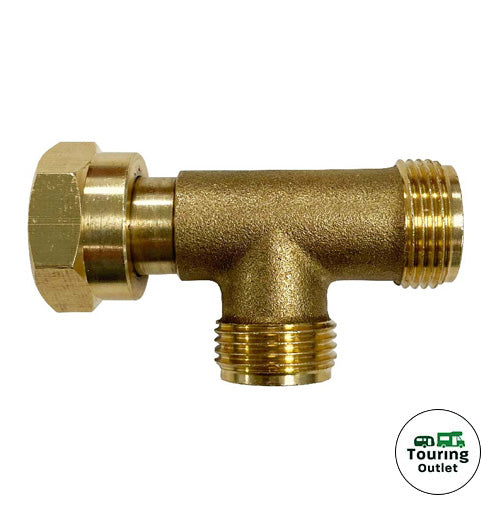 T Piece (Non Return Valve) - 2 Gas Bottles to 1 Bulkhead Gas Regulator (W20 MxMxF)