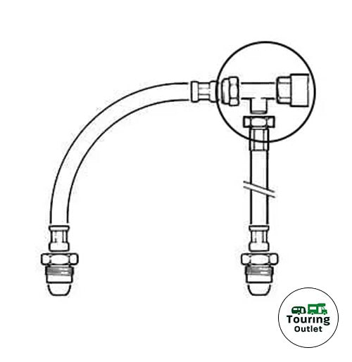 T Piece (Non Return Valve) - 2 Gas Bottles to 1 Bulkhead Gas Regulator (W20 MxMxF)