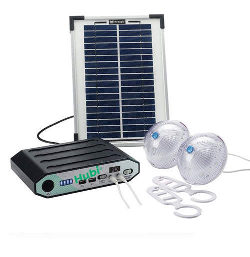 Hubi Go 2K portable solar power and lighting kit with lithium battery