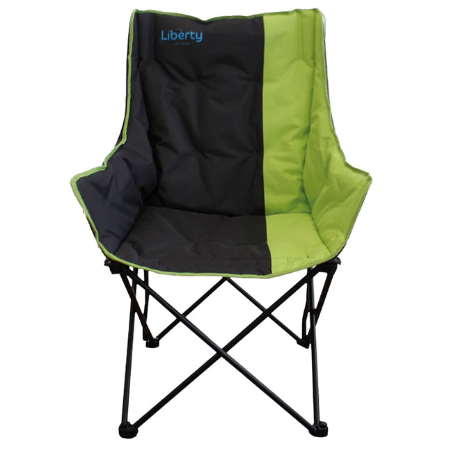 Liberty Comfort camping chair in grey and lime with padded high back