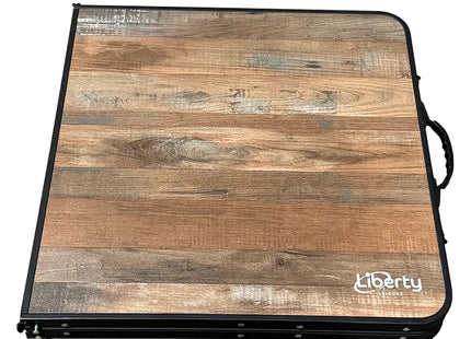 Red Rum table folded close up – coated MDF surface