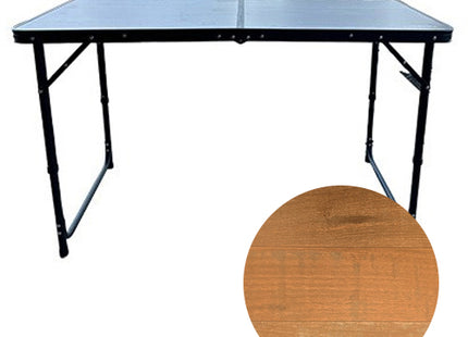 Red Rum wood effect table with colour chip of table colour