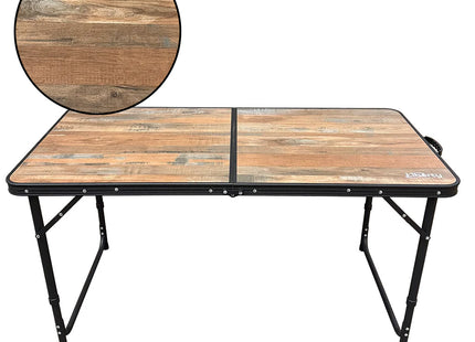 Red Rum wood effect table with colour chip of table colour