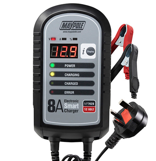 Maypole 8A 12V Electronic Smart Battery Charger