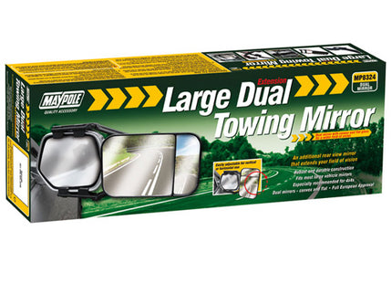 Maypole Large Dual Glass Towing Mirrors - Flat & Convex Glass