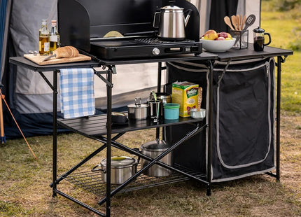 Quest Oregano camping kitchen setup in awning