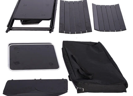 Black portable kitchen stand folded