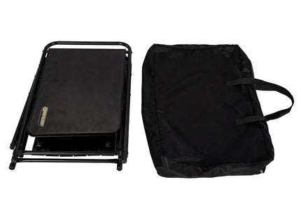 Black folding table with carry bag
