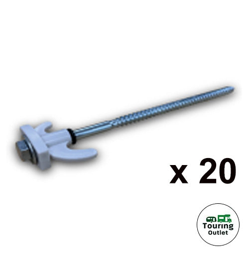 Samson Heavy Ground Screw Pegs and Drill Adapter (20 pack + Storage Box)