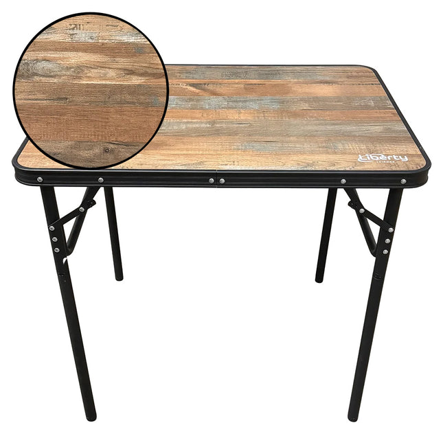 Folding Camping Table with Wood Effect Top