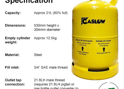Single Gaslow 11kg Cylinder Kit with Exterior White Filler