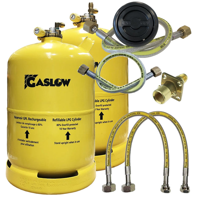 Twin Gaslow 11kg Cylinder Kit with Exterior Black Filler
