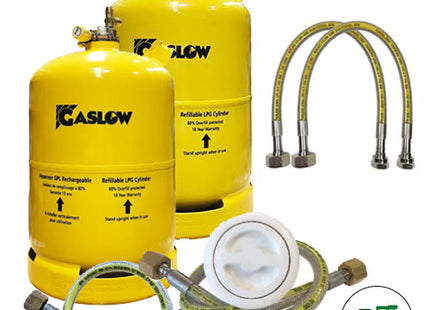 Twin Gaslow 11kg Cylinder Kit with Exterior White Filler