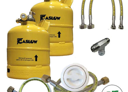 Twin Gaslow 2.7kg Cylinder Kit with Exterior White Filler