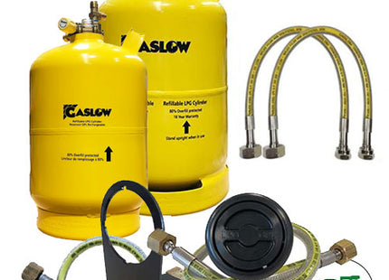 Twin Gaslow 6kg / 11kg Cylinder Kit with in Locker Black Filler