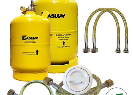 Twin Gaslow 6kg / 11kg Cylinder Kit with Exterior White Filler