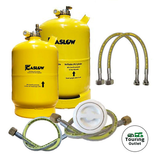 Twin Gaslow 6kg / 11kg Cylinder Kit with Exterior White Filler